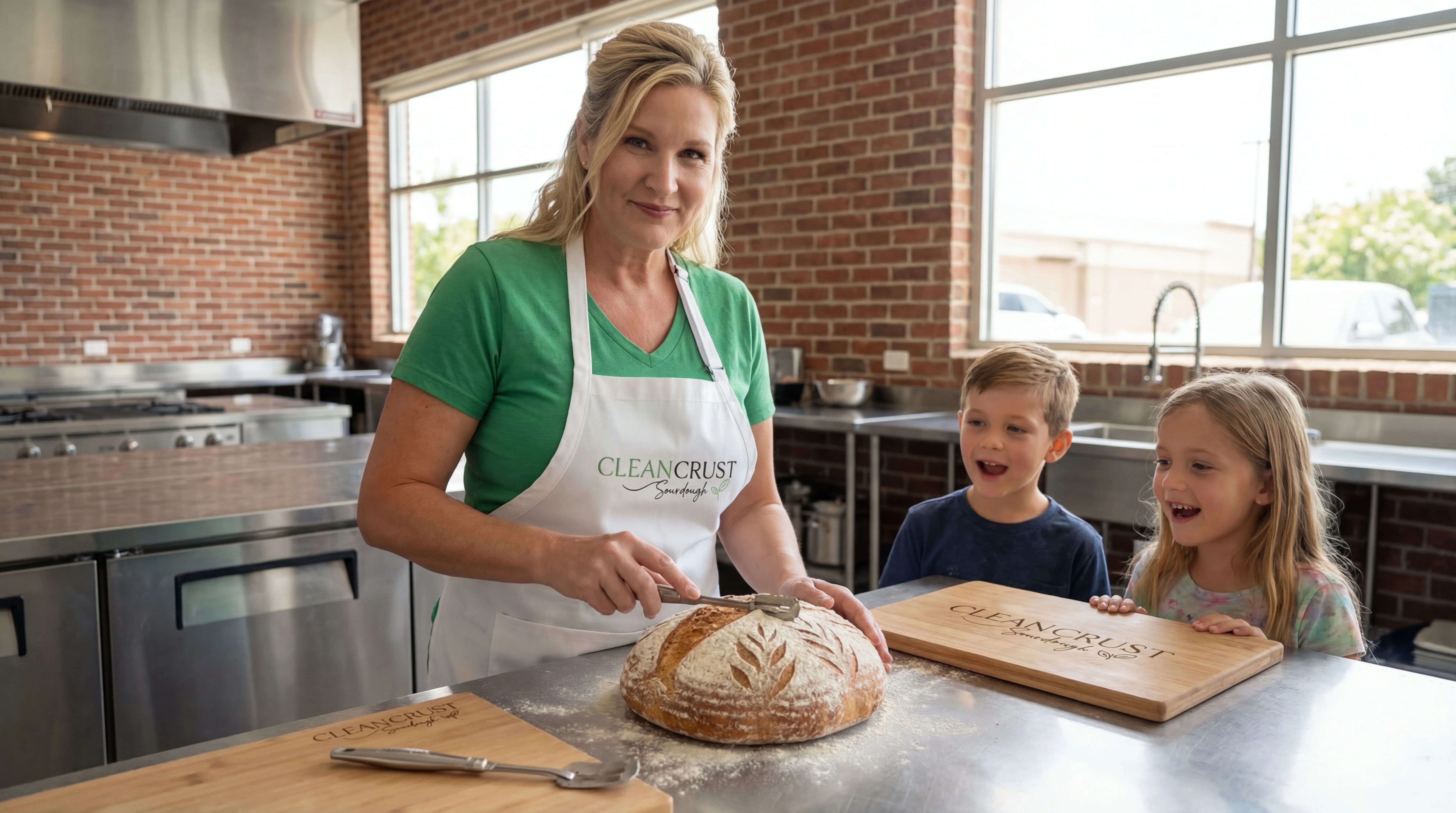 Kids enjoying fresh bread